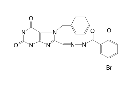 1H-Purine-2,6-dione,3,7-dihydro-3-methyl-7-phenylmethyl-8-carboxaldehyde,2-hydroxy-5-bromobenzoylhydrazone