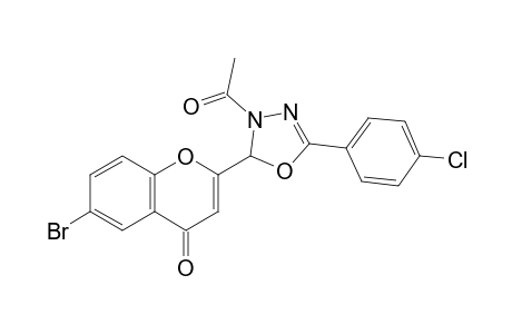 2-(3-acetyl-5-(4-chlorophenyl)-2,3-dihydro-1,3,4-oxadiazol-2-yl)-6-bromo-4H-chromen-4-one