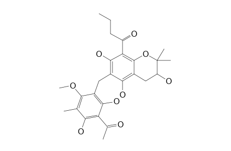 BUTYRYL-MALLATO-CHROMANOL;5,7-DIHYDROXY-6-(3-ACETYL-2,4-DIHYDROXY-5-METHYL-6-METHOXY-BENZYL)-8-BUTYRYL-2,2-DIMETHYL-3-HYDROXY-CHROMAN