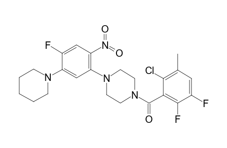 (2-chloro-5,6-difluoro-3-methyl-phenyl)-[4-(4-fluoro-2-nitro-5-piperidino-phenyl)piperazino]methanone