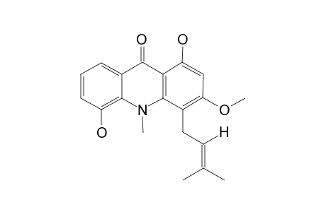 1,5-dihydroxy-3-methoxy-10-methyl-4-(3-methylbut-2-enyl)acridin-9-one