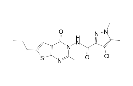4-chloro-1,5-dimethyl-N-(2-methyl-4-oxo-6-propylthieno[2,3-d]pyrimidin-3(4H)-yl)-1H-pyrazole-3-carboxamide