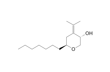 (3S*,6S*)-6-Heptyl-4-(propan-2-ylidene)oxan-3-ol