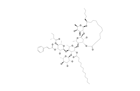 PESCAPREIN_XXI;(11-S)-JALAPINOLIC_ACID_11-O-ALPHA-L-RHAMNOPYRANOSYL-(1->3)-O-