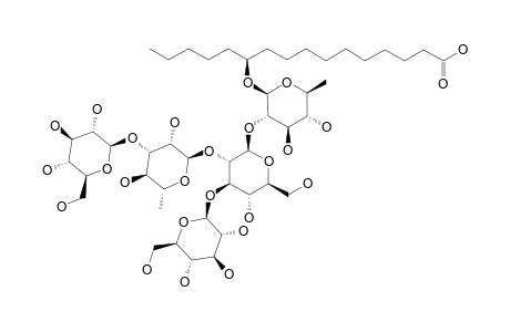 #7A;CALYSOLIC-ACID-B;(11S)-JALAPINOLIC-ACID-11-O-BETA-D-GLUCOPYRANOSYL-(1->3)-O-ALPHA-L-RHAMNOPYRANOSYL-(1->2)-[O-BETA-D-GLUCOPYRANOSYL-(1->3)]-O-BETA-D-GLUCOP