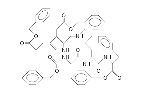 N-Benzyloxycarbonylglycyl-E-N-(4-<2-benzyloxycarbonyl-et>-3-benzylox ycarbonylmepyrrol-2-ylme) -L-lysyl-L-phe benzyl ester