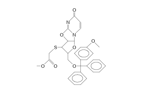 1-(5'-O-<4-Monomethoxy-trityl>-3'-deoxy-3'-S-<methoxycarbonylmethylene>-2,2'-O-anhydro-B-D-arabino-furanosyl)-uracil