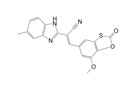 (2E)-3-(7-methoxy-2-oxo-1,3-benzoxathiol-5-yl)-2-(5-methyl-1H-benzimidazol-2-yl)-2-propenenitrile