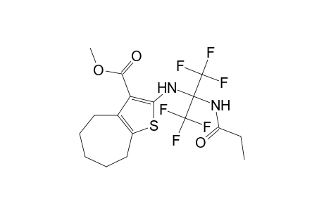 4H-cyclohepta[b]thiophene-3-carboxylic acid, 5,6,7,8-tetrahydro-2-[[2,2,2-trifluoro-1-[(1-oxopropyl)amino]-1-(trifluoromethyl)ethyl]amino]-, methyl