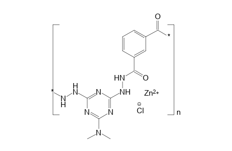 Poly(2,6-dihydrazino-4-dimethylamino-triazinediyl isophthaloyl), chelatized ''polyhydrazide piddt'', chelated with zn (the product contains 15.15% zn and 12.8% cl)