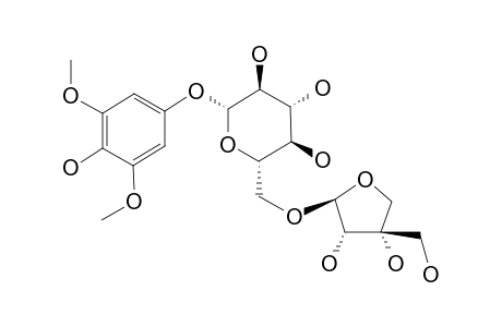 CANTHOSIDE-B;3,5-DIMETHOXY-4-HYDROXYPHENOL-1-O-BETA-D-APIOFURANOSYL-(1->6)-O-BETA-D-GLUCOPYRANOSIDE