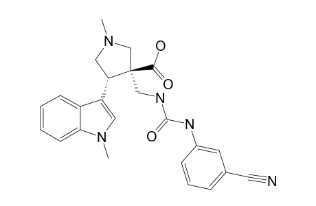 (+/-)-(3R,4S)-3-[[3-(3-CYANOPHENYL)-UREIDO]-METHYL]-1-METHYL-4-(1-METHYL-1H-INDOL-3-YL)-PYRROLIDINE-3-CARBOXYLIC-ACID