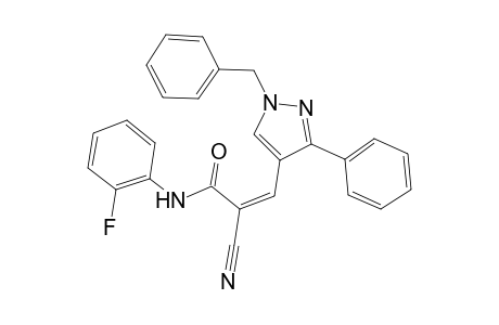 (2Z)-3-(1-benzyl-3-phenyl-1H-pyrazol-4-yl)-2-cyano-N-(2-fluorophenyl)-2-propenamide