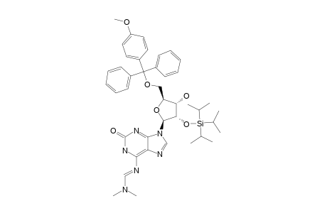 7;6-[[(DIMETHYLAMINO)-METHYLIDENE]-AMINO]-1,9-DIHYDRO-9-[5'-O-(4-METHOXYTRIPHENYLMETHYL)-2'-O-[TRIS-(1-METHYLETHYL)-SILYL]-BETA-D-RIBOFURANOSYL]-2H-PU