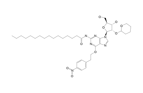 9-(2'-O-TETRAHYDROPYRANYL-BETA-L-RIBOFURANOSYL)-N(2)-PALMITOYL-O-6-[(4-NITROPHENYL)-ETHYL]-GUANOSINE;(DIASTEREOMER-1)