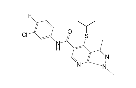 3'-chloro-1,3-dimethyl-4'-fluoro-4-(isopropylthio)-1H-pyrazolo[3,4-b]pyridine-5-carboxanilide