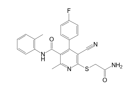 6-(2-amino-2-oxo-ethyl)sulfanyl-5-cyano-4-(4-fluorophenyl)-2-methyl-N-(o-tolyl)pyridine-3-carboxamide