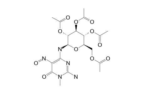 2-Amino-3-methyl-5-nitroso-6-[tetra( O-acetyl)-.beta.-D-glucopyranosyl]aminopyrimidin-4(3H)-one - hydrate