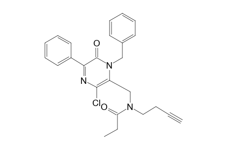 6-(N-(1-oxopropyl)-3-butynylaminomethyl)-5-chloro-3-phenyl-1-benzyl-2(1H)-pyrazinone