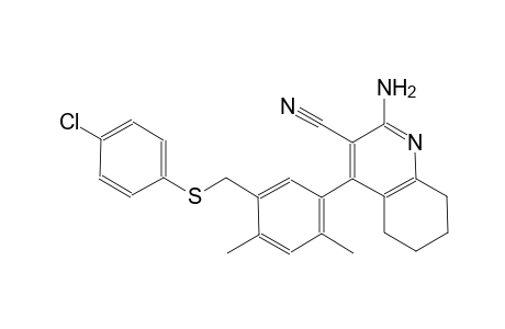 2-amino-4-(5-{[(4-chlorophenyl)sulfanyl]methyl}-2,4-dimethylphenyl)-5,6,7,8-tetrahydro-3-quinolinecarbonitrile