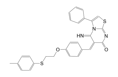 (6E)-5-imino-6-(4-{2-[(4-methylphenyl)sulfanyl]ethoxy}benzylidene)-3-phenyl-5,6-dihydro-7H-[1,3]thiazolo[3,2-a]pyrimidin-7-one