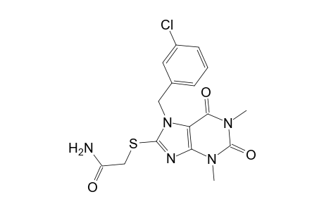 2-[7-[(3-Chlorophenyl)methyl]-1,3-dimethyl-2,6-bis(oxidanylidene)purin-8-yl]sulfanylethanamide