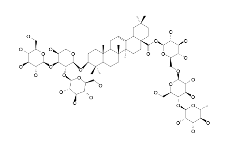 LEONTICIN-E;3-O-[BETA-D-GLUCOPYRANOSYL-(1->3)]-[BETA-D-GLUCOPYRANOSYL-(1->2)]-ALPHA-L-ARABINOPYRANOSYL-OLEANOLIC-ACID-28-O-ALPHA-L-RHAMNOPYRANOSYL-