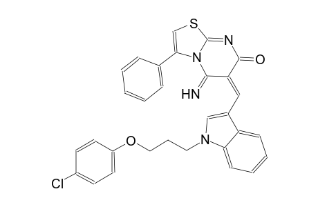 (6E)-6-({1-[3-(4-chlorophenoxy)propyl]-1H-indol-3-yl}methylene)-5-imino-3-phenyl-5,6-dihydro-7H-[1,3]thiazolo[3,2-a]pyrimidin-7-one