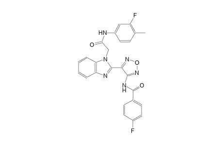 4-Fluoranyl-N-[4-[1-[2-[(3-fluoranyl-4-methyl-phenyl)amino]-2-oxidanylidene-ethyl]benzimidazol-2-yl]-1,2,5-oxadiazol-3-yl]benzamide