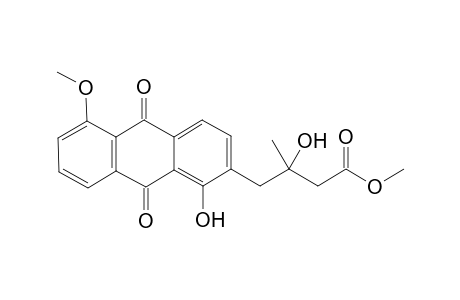 2-Anthracenebutanoic acid, 9,10-dihydro-.beta.,1-dihydroxy-5-methoxy-.beta.-methyl-9,10-dioxo-, methyl ester, (.+-.)-