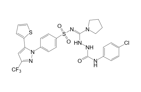 N-{{p-[5-(2-thienyl)-3-(trifluoromethyl)pyrazol-1-yl]phenyl}sulfonyl}-1-pyrrolidinecarboximidic acid, 2-[(p-chlorophenyl)carbamoyl]hydrazide