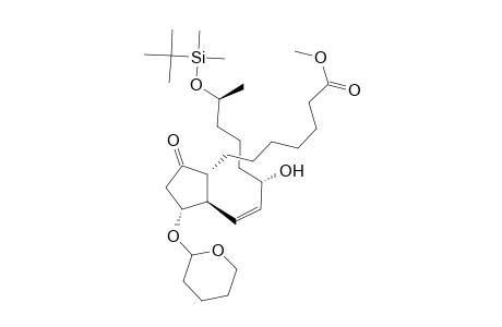 Prost-13-en-1-oic acid, 19-[[(1,1-dimethylethyl)dimethylsilyl]oxy]-15-hydroxy-9-oxo-11-[(tetrahydro-2H-pyran-2-yl)oxy]-, methyl ester, (11.alpha.,13Z,15S,19S)-(.+-.)-