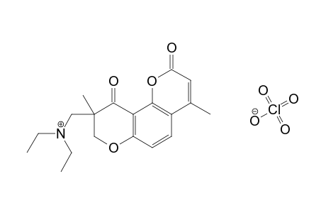 8,9-dihydro-4,9-dimethyl-9-[(diethylamino)methyl]-2H,10H-benzo[1,2-b.3,4-b']dipyran-2,10-dione perchlorate