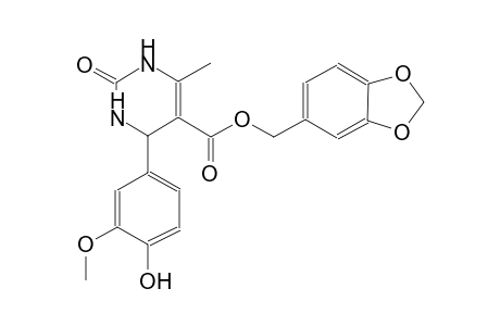 5-pyrimidinecarboxylic acid, 1,2,3,4-tetrahydro-4-(4-hydroxy-3-methoxyphenyl)-6-methyl-2-oxo-, 1,3-benzodioxol-5-ylmethyl ester