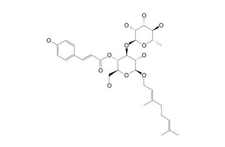 LIGUROBUSTOSIDE-C;GERANIOL-(3'-O-ALPHA-L-RHAMNOPYRANOSYL-4'-PARA-COUMAROYL-BETA-D-GLUCOPYRANOSIDE)