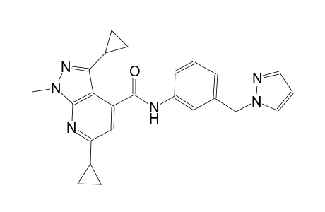 3,6-dicyclopropyl-1-methyl-N-[3-(1H-pyrazol-1-ylmethyl)phenyl]-1H-pyrazolo[3,4-b]pyridine-4-carboxamide