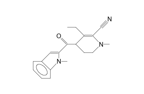 1-Methyl-2-cyano-3-ethyl-4-(1'-methyl-2'-indolecarbonyl)-2-piperideine