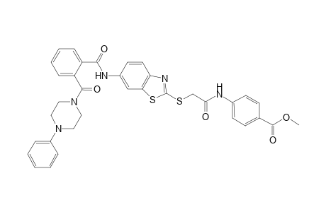 4-[[1-oxo-2-[[6-[[oxo-[2-[oxo-(4-phenyl-1-piperazinyl)methyl]phenyl]methyl]amino]-1,3-benzothiazol-2-yl]thio]ethyl]amino]benzoic acid methyl ester