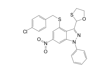 1H-indazole, 4-[[(4-chlorophenyl)methyl]thio]-6-nitro-3-(1,3-oxathiolan-2-yl)-1-phenyl-