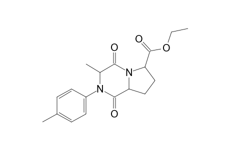 1,4-dioxo-3-methyloctahydro-2-p-tolylpyrrolo[1,2-a]pyrazine-6-carboxylic acid, ethyl ester(alpha-isomer)
