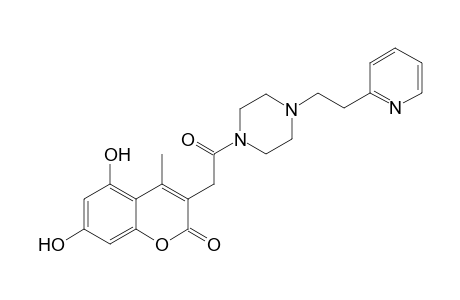 2H-1-benzopyran-2-one, 5,7-dihydroxy-4-methyl-3-[2-oxo-2-[4-[2-(2-pyridinyl)ethyl]-1-piperazinyl]ethyl]-