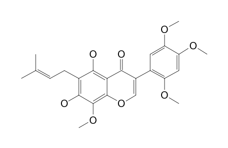 5,7-DIHYDROXY-6-PRENYL-8,2',4',5'-TETRAMETHOXYISOFLAVONE