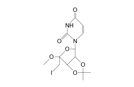 1-(5-Deoxy-5-iodo-2,3-O-isopropylidene-4-methoxy.alpha.-L-lyxofuranosyl)-uracil