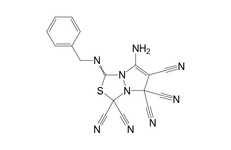 7-Amino-1-benzyliminopyrazolo[1,2-c]-1,3,4-thiadiazole-3,3,5,5,6-pentacarbonitrile