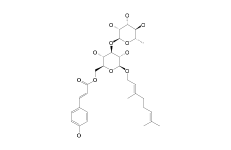 LIGUROBUSTOSIDE-E;GERANIOL-(3'-O-ALPHA-L-RHAMNOPYRANOSYL-6'-O-PARA-COUMAROYL-BETA-D-GLUCOPYRANOSIDE)