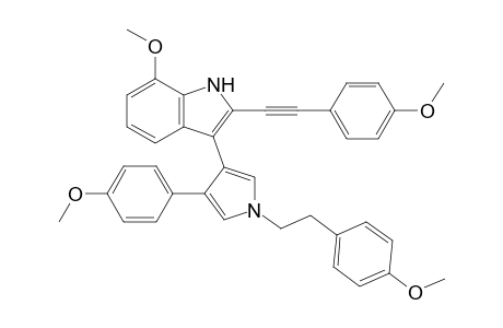 7-Methoxy-2-(2-(4-methoxyphenyl)ethynyl)-3-[1-(2-(4-methoxyphenyl)ethyl)-3-(4-methoxyphenyl)pyrrol-4-yl]indole