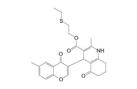 2-Ethylsulfanylethyl 2-methyl-4-(6-methyl-4-oxidanylidene-chromen-3-yl)-5-oxidanylidene-4,6,7,8-tetrahydro-1H-quinoline-3-carboxylate