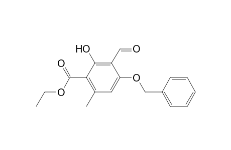 Benzoic acid, 3-formyl-2-hydroxy-6-methyl-4-(phenylmethoxy)-, ethyl ester