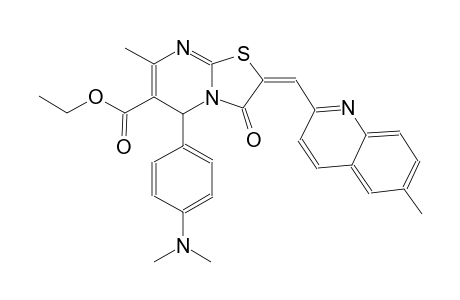 5H-thiazolo[3,2-a]pyrimidine-6-carboxylic acid, 5-[4-(dimethylamino)phenyl]-2,3-dihydro-7-methyl-2-[(6-methyl-2-