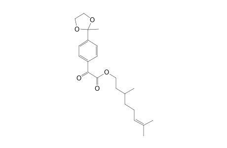 3',7'-Dimethyloct-6'-enyl [4"-(2'"-methyl-1''',3'''-dioxolan-2"'-yl)phenyl]-2-oxoacetate